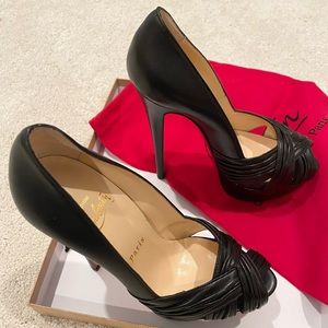 Christian Louboutin Aborina 150 Nappa Black Peeptoe Heels